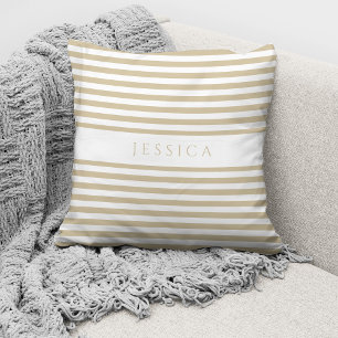 Personalisiertes, modernes Beige Streifen Muster Kissen