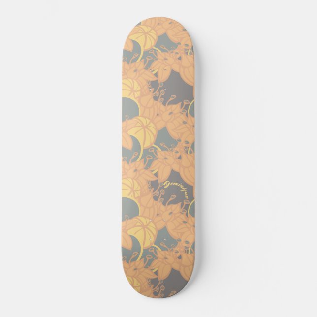 Personalisiertes, modernes Bud & Blume Muster Skateboard (Vorderseite)