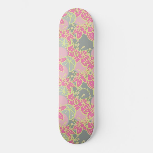 Personalisiertes, modernes Bud & Blume Muster Skateboard (Vorderseite)