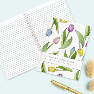 Personalisiertes modernes farbenfrohes Tulpenblume Notizbuch