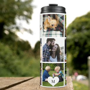 Personalisiertes modernes Foto-Collage-Monogramm Thermosbecher