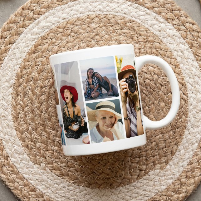 Personalisiertes modernes Fotocollage-Geschenk Kaffeetasse (Von Creator hochgeladen)
