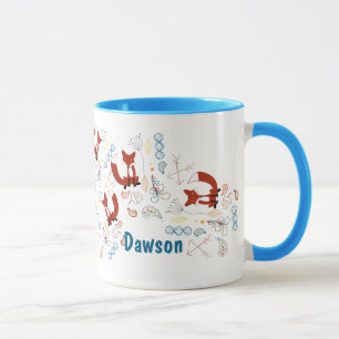 Personalisiertes modernes Fox Woodland Muster Tasse