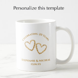Personalisiertes modernes Geschenk zum 20. Hochzei Kaffeetasse