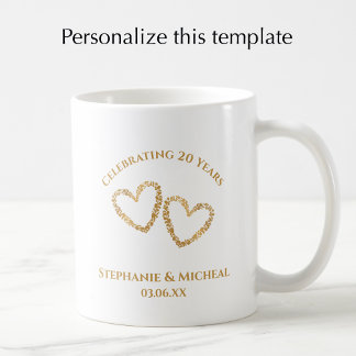 Personalisiertes modernes Geschenk zum 20. Hochzei Kaffeetasse