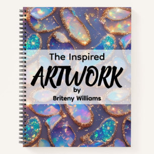 Personalisiertes modernes Glitter-Opal-Skizzenbuch Notizbuch