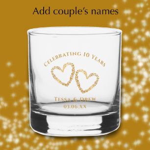 Personalisiertes modernes Gold zum 10. Hochzeitsta Whiskyglas