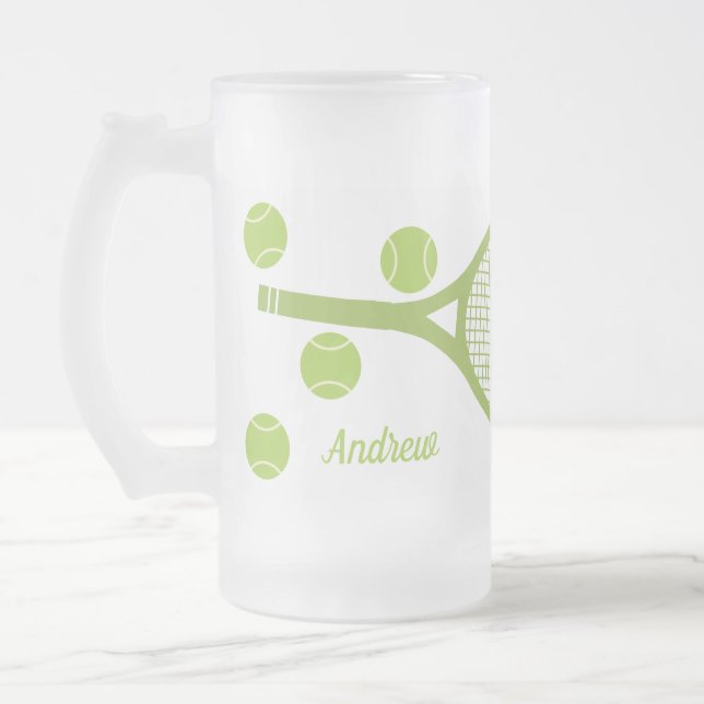 Personalisiertes, modernes Green Tennis Ball Racke Mattglas Bierglas (Links)