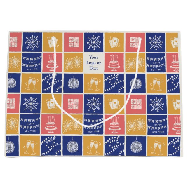 Personalisiertes modernes handgezeichnetes bunter  große geschenktüte (Vorderseite)