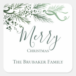 Personalisiertes, modernes Handgezeichnetes Weihna Quadratischer Aufkleber