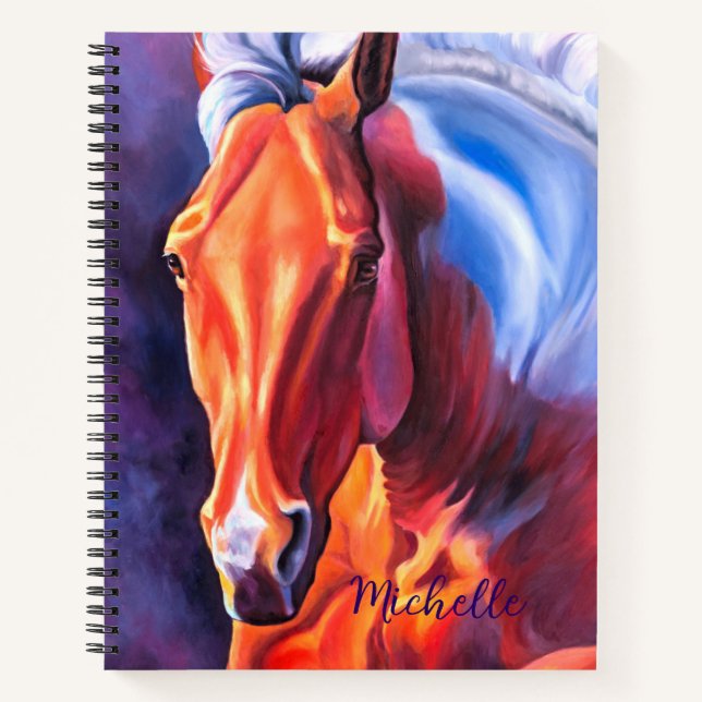 Personalisiertes, modernes Horse Art Spirituosen N Notizbuch (Vorderseite)