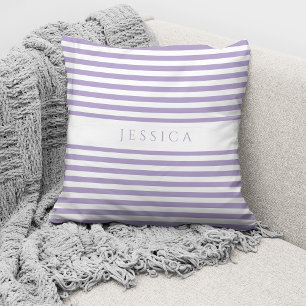 Personalisiertes modernes lila gestreiftes Muster Kissen