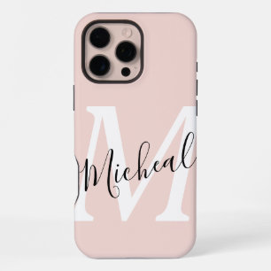 Personalisiertes modernes Namensmonogramm Rosa iPhone 16 Pro Max Hülle