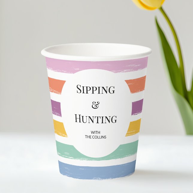 Personalisiertes, modernes Ostereier Party Pappbecher (Personalized Modern Colorful Easter Egg Hunt Party Paper Cups)