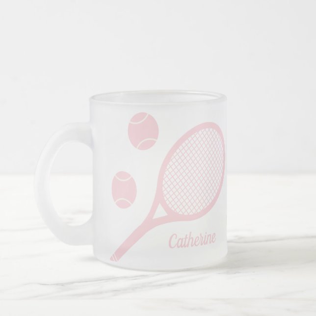Personalisiertes, modernes Pastell Pink Tennis Bal Mattglastasse (Links)