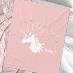 Personalisiertes modernes rosa magisches Einhorn Fleecedecke