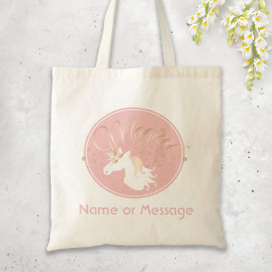 Personalisiertes modernes rosa magisches Einhorn Tragetasche