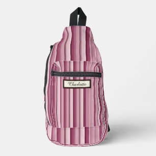 Personalisiertes, modernes rosa Mauve Strip Sling Crossbody Bag