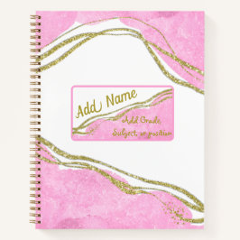 Personalisiertes, modernes Rosa- und Gold-Notebook Notizbuch