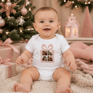 Personalisiertes modernes rosa Weihnachten Baby Strampler