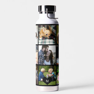 Personalisiertes modernes schwarzes Foto-Collagen- Trinkflasche