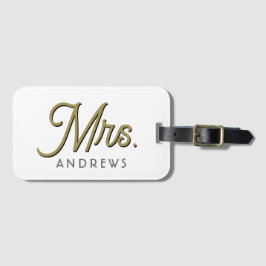 Personalisiertes, modernes Schwarzes Gold Script m Gepäckanhänger