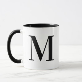 Personalisiertes modernes schwarzes Monogramm Init Tasse