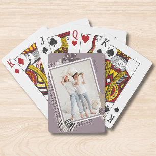 Personalisiertes modernes Scrapbook-Foto-Name Spielkarten