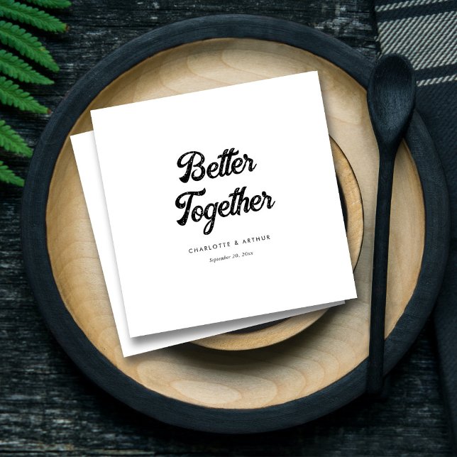 Personalisiertes, modernes Script, Black & White W Serviette (Personalized Modern Script Black & White Wedding Napkins)