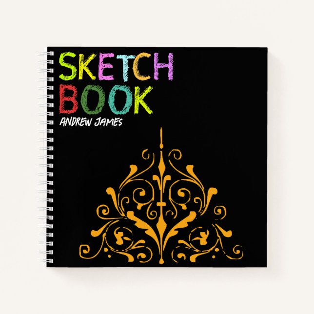 Personalisiertes, modernes Sketch-Buch Notizbuch (Vorderseite)
