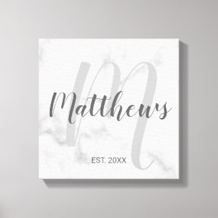 Personalisiertes, modernes Skript Monogramm und Fa Leinwanddruck