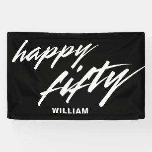 Personalisiertes modernes Skript Schwarz 50. Gebur Banner