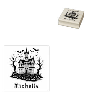Personalisiertes modernes Spooky Pumpkin Spuk Haus Gummistempel