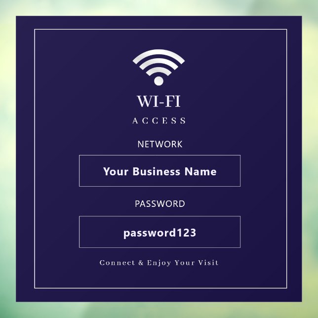 Personalisiertes modernes WLAN-Schild Fensteraufkleber (Blatt 3)