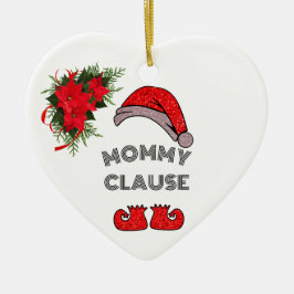 Personalisiertes Mommy Clause Blumenherz geformt Keramik Ornament
