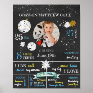 Personalisiertes Mond und Sterne Geburtstagsposter Poster