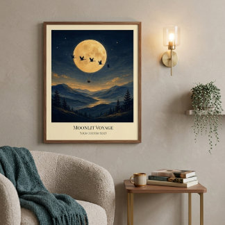 Personalisiertes Mondlicht-Reise-Kunstposter Poster