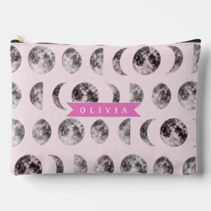Personalisiertes Mondphase-Himmelsgeschenk in Rosa Zubehörtasche