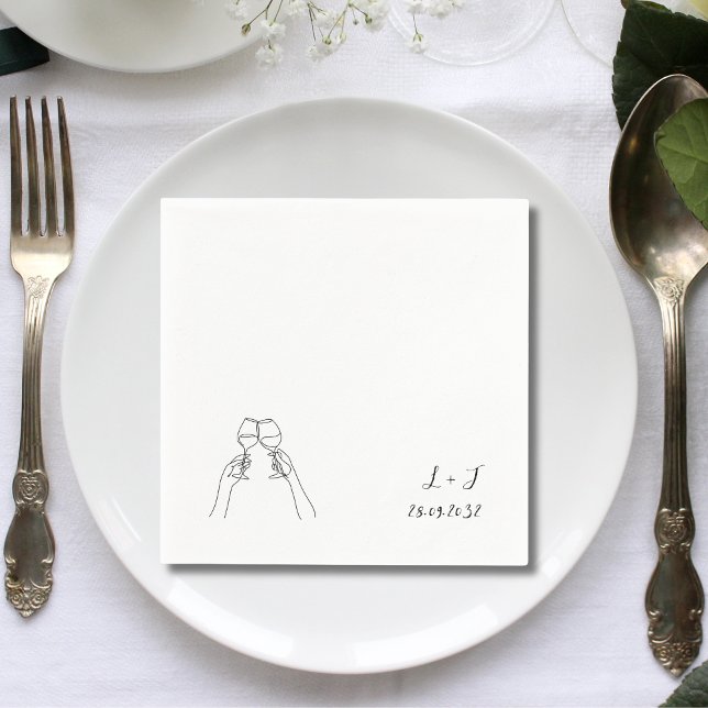 Personalisiertes Mongram Wine Glass Wedding Paper Serviette (Personalized monogram wine glasses napkins add elegant charm to wedding drinks.)