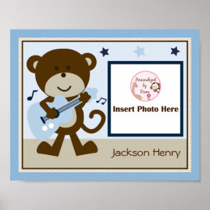 Personalisiertes Monkey Rocker Star Foto Kunstpost Poster