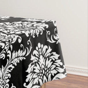 Personalisiertes Monogram Black Damsk Floral Patte Tischdecke