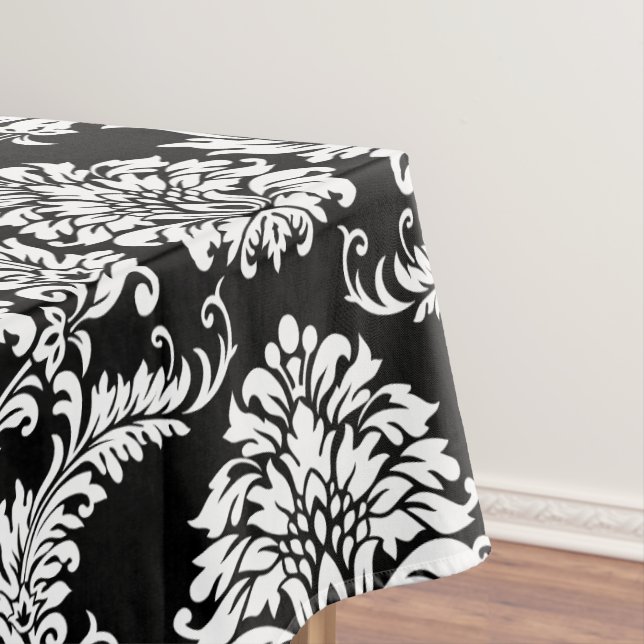 Personalisiertes Monogram Black Damsk Floral Patte Tischdecke (Beispiel)