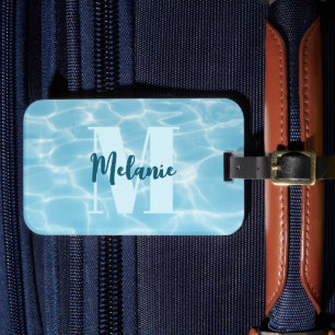 Personalisiertes Monogram Blue Swimming Pool Moder Gepäckanhänger