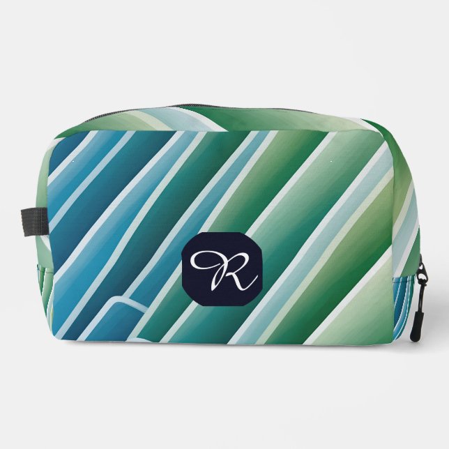 Personalisiertes Monogram Dopp Kit - Blau grün Waschbeutel (Vorderseite)