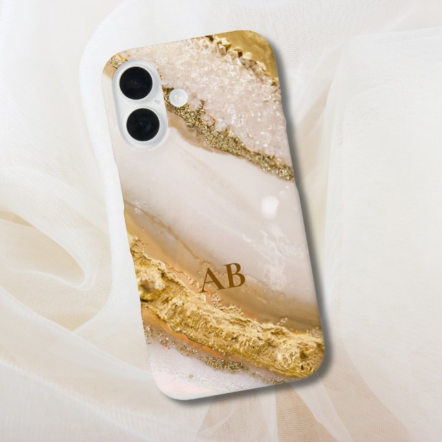 Personalisiertes Monogram Golden Marble iPhone Cas Case-Mate iPhone Hülle (Von Creator hochgeladen)