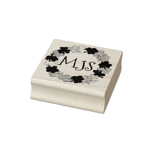 Personalisiertes Monogram Irish Kleeblatt Wreath Gummistempel (Stempel)