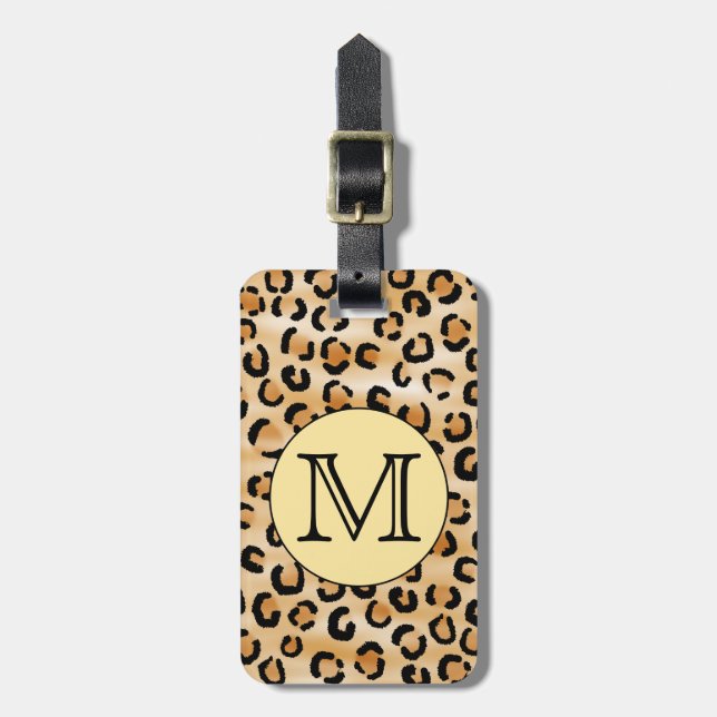 Personalisiertes Monogram Leopard-Druckmuster Gepäckanhänger (Vorderseite vertikal)