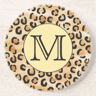 Personalisiertes Monogram Leopard Druckmuster. Getränkeuntersetzer