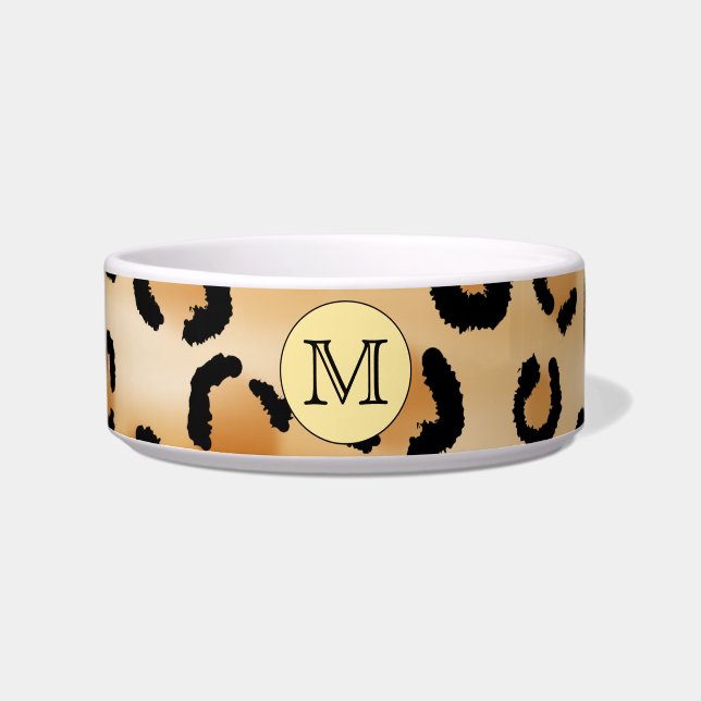 Personalisiertes Monogram Leopard-Druckmuster Napf (Vorderseite)