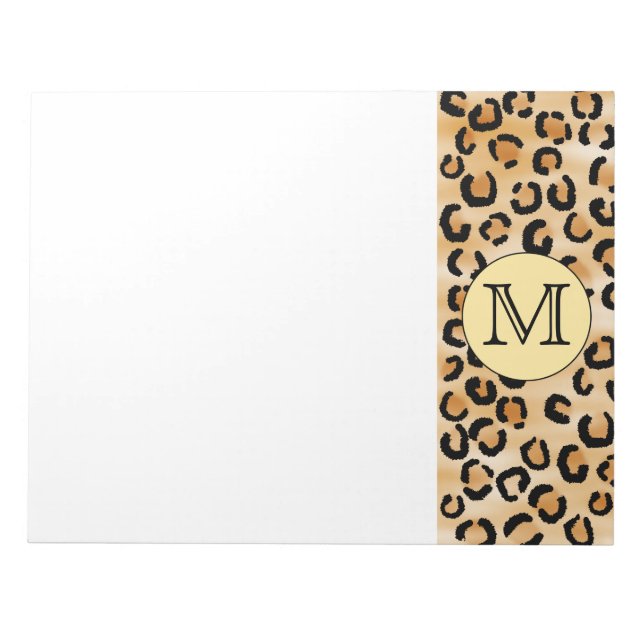 Personalisiertes Monogram Leopard Druckmuster. Notizblock (Vorderseite)